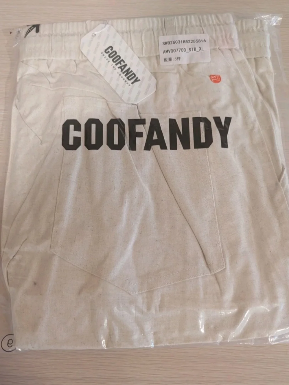 Coofandy Men's Lightweight Cream Drawstring Chinos